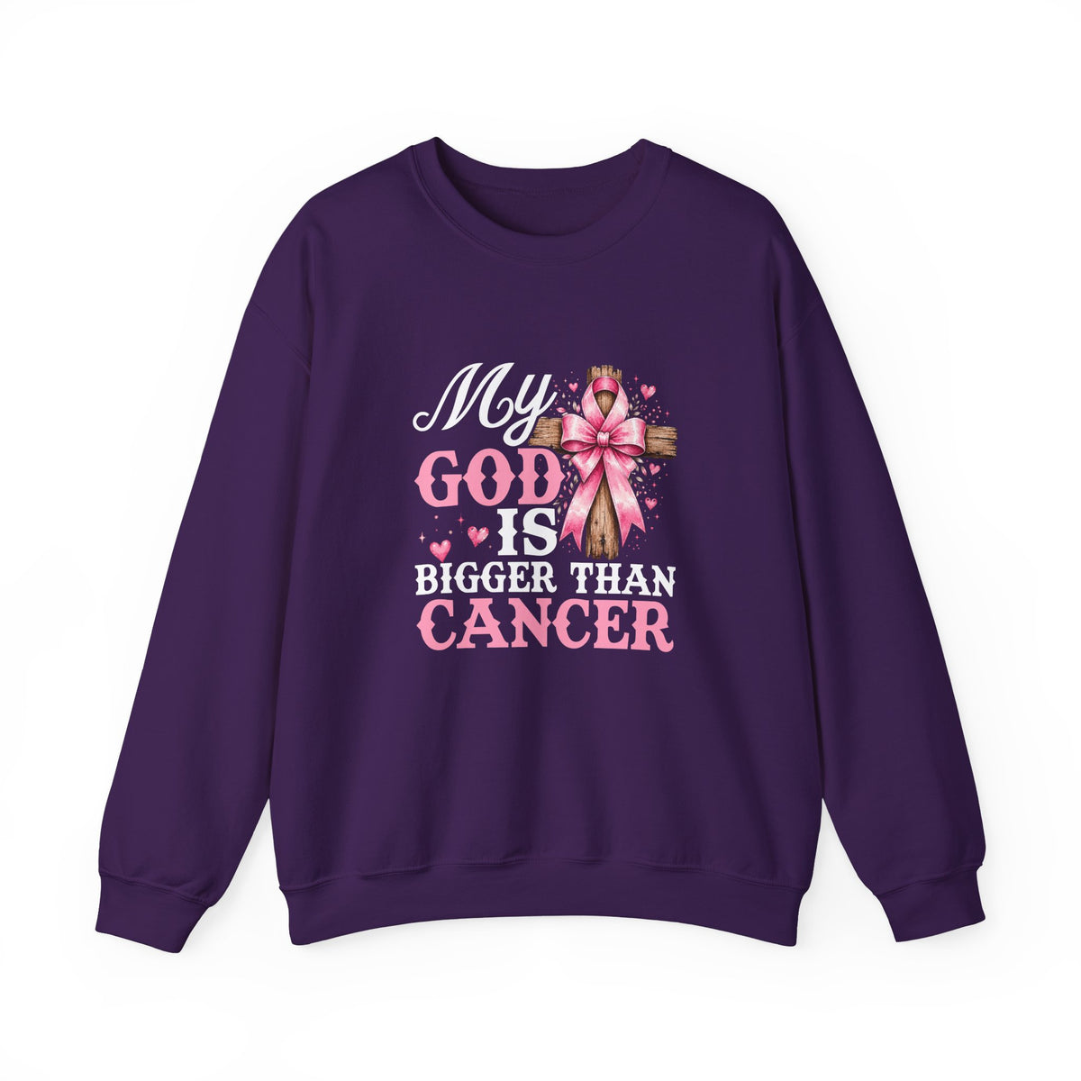 My God Is Bigger Than Cancer Breast Cancer Awareness Crewneck Sweatshirt