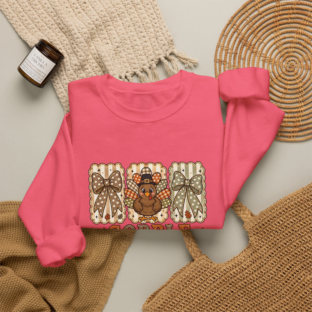 Thanksgiving Crewneck Sweatshirt — "Gobble Gobble 'til You Wobble" Turkey Design