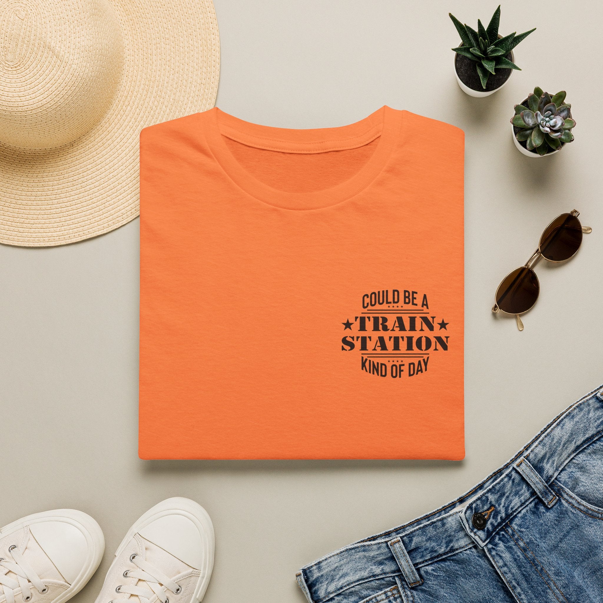 Could Be a Train Station Kind of Day T-Shirt — Funny Sarcastic Gift for Her Pocket Tee