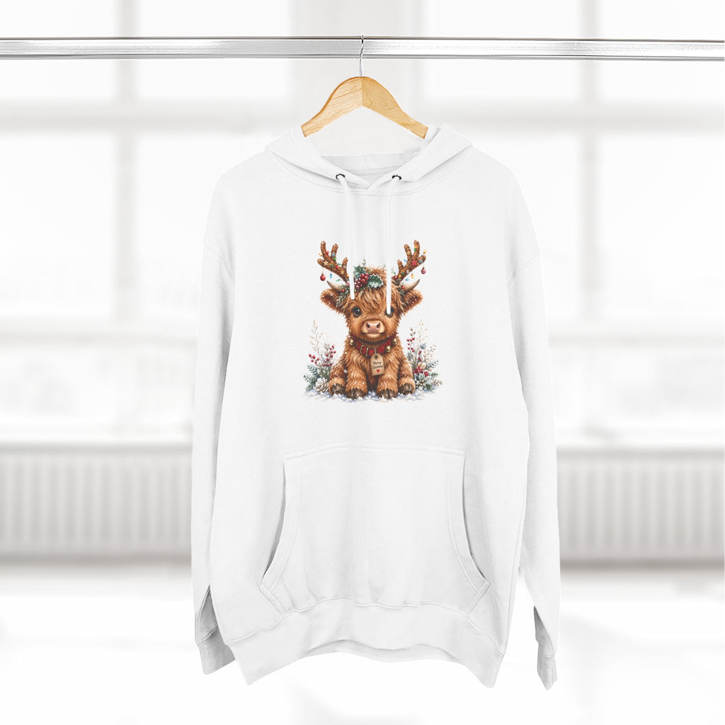 Cute Reindeer Fleece Hoodie - Christmas Woodland Holiday Sweatshirt