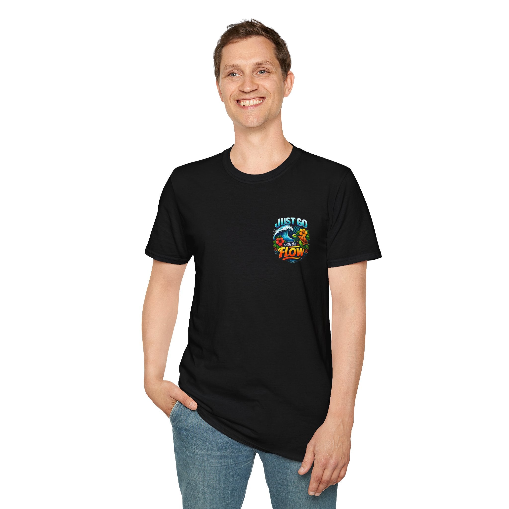 Go With the Flow Sea Turtle T-Shirt — Cute Beach Gift for Women Ocean Floral Tee