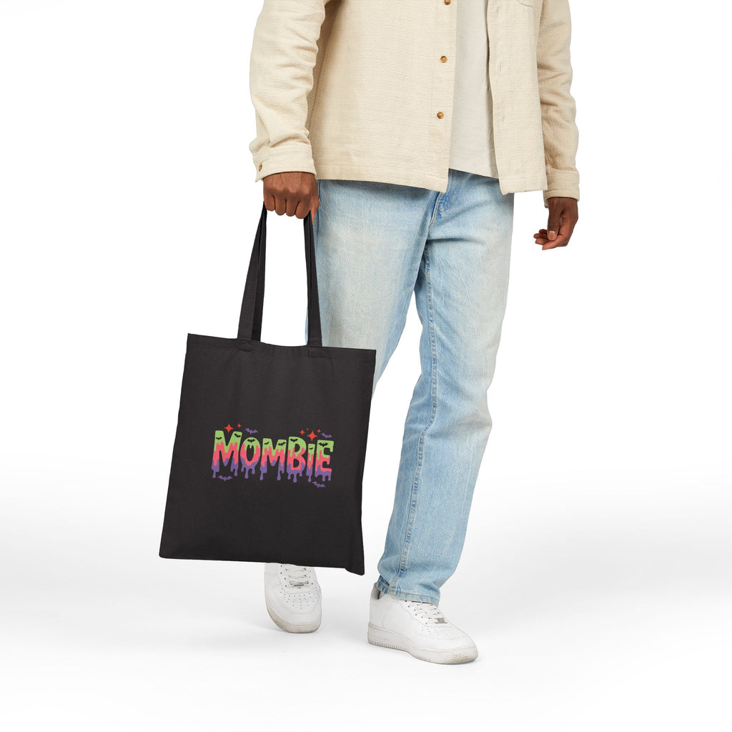Mombie Canvas Tote Bag — Funny Zombie Mom Halloween Gift for Her Grocery Shopper