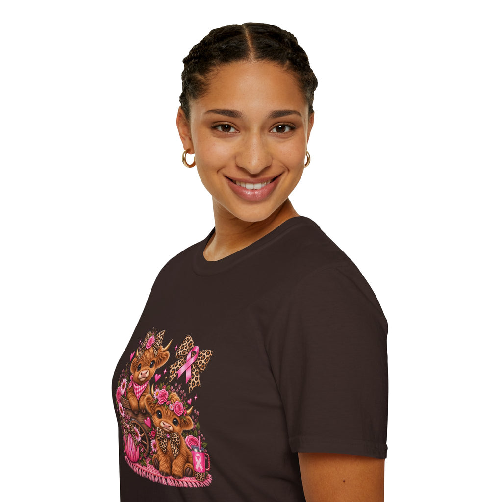 Breast Cancer Awareness Highland Cow T-Shirt