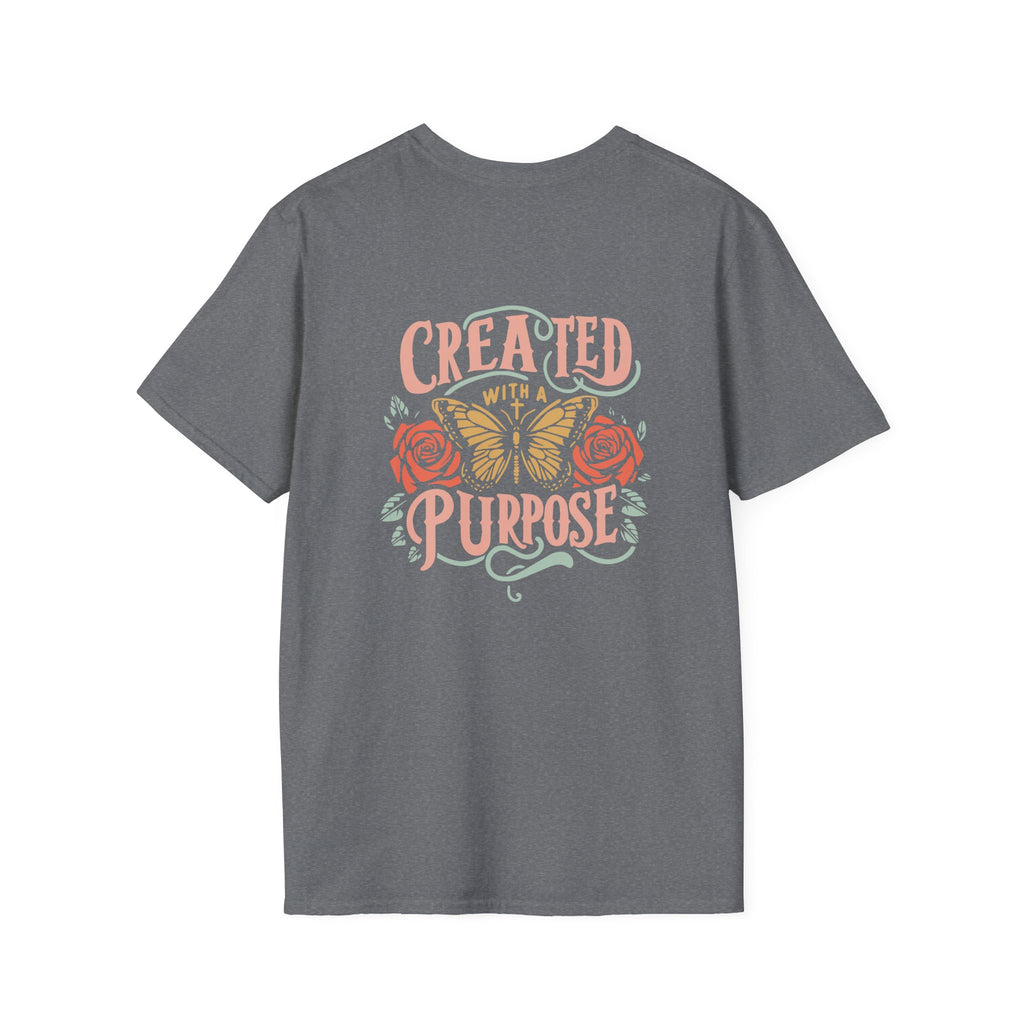 Created with a Purpose Butterfly T-Shirt Faith Graphic Tee