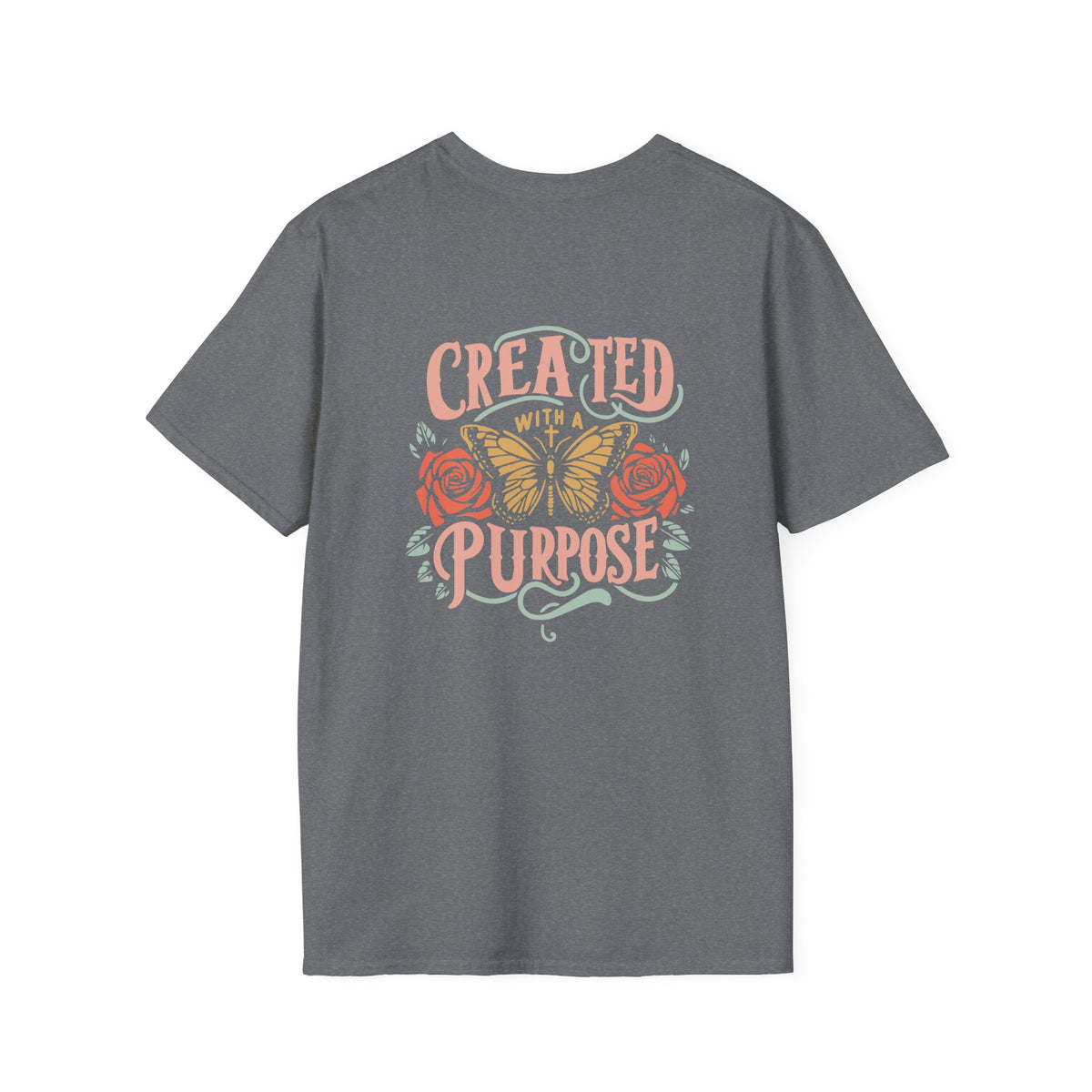 Created with a Purpose Butterfly T-Shirt Faith Graphic Tee