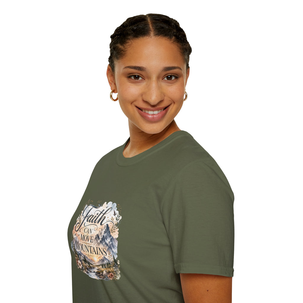 Faith Can Move Mountains T-Shirt Inspirational Christian Mountain Graphic Tee