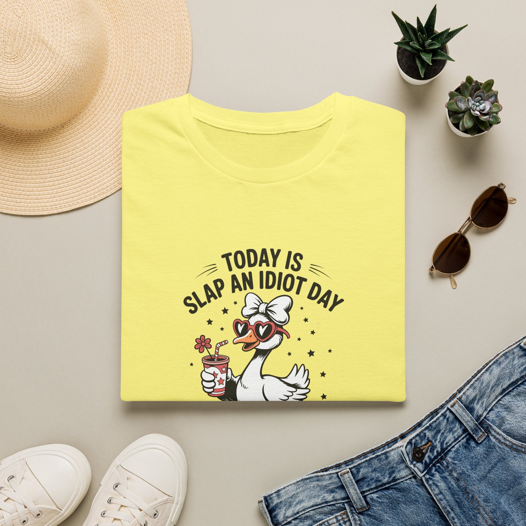 Today Is Slap An Idiot Day Duck T-Shirt — Funny Sarcastic Gift for Her Graphic Tee