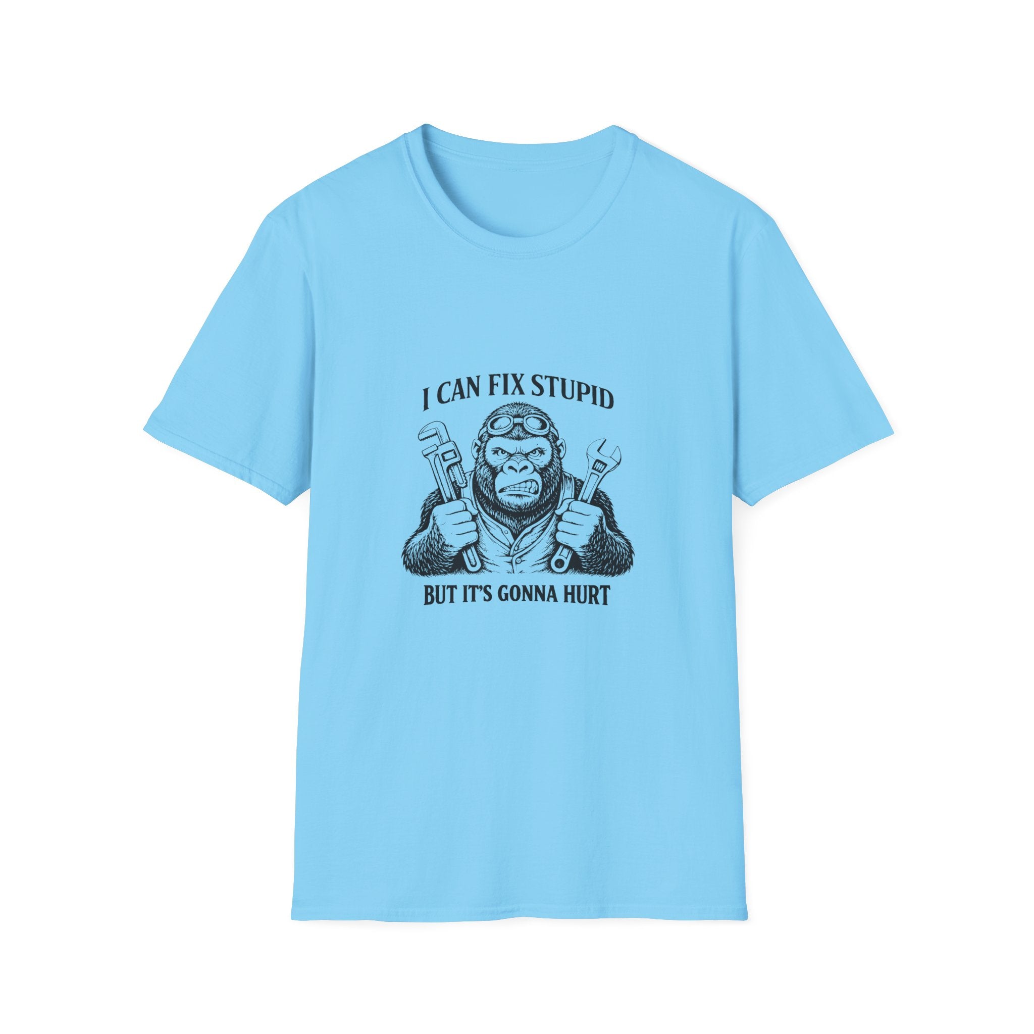 I Can Fix Stupid T-Shirt — Funny Mechanic Gift for Him Monkey Graphic Tee