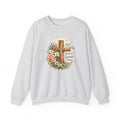 Christian Crewneck Sweatshirt — "Start Each Day with a Grateful Heart" Floral Cross