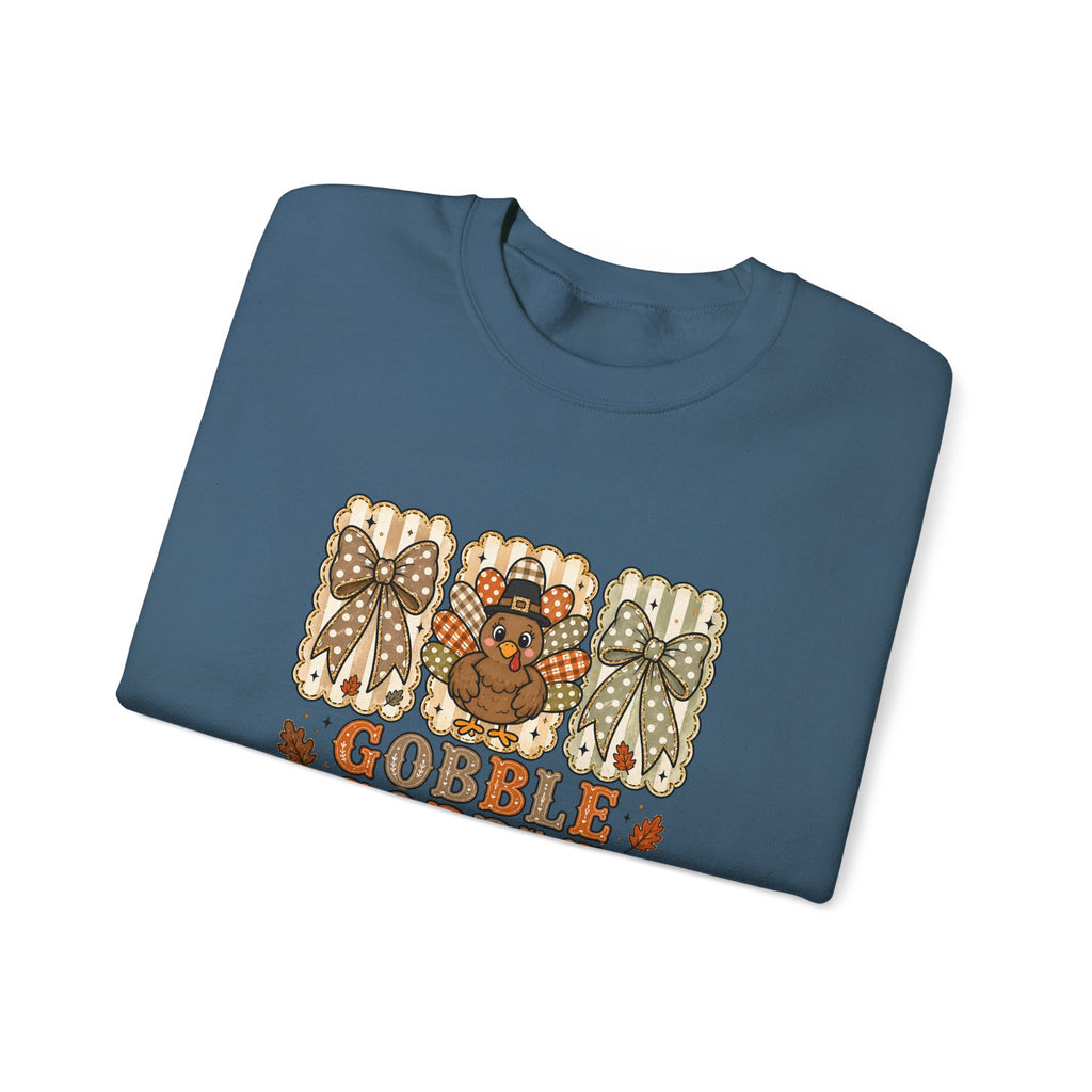Thanksgiving Crewneck Sweatshirt — "Gobble Gobble 'til You Wobble" Turkey Design