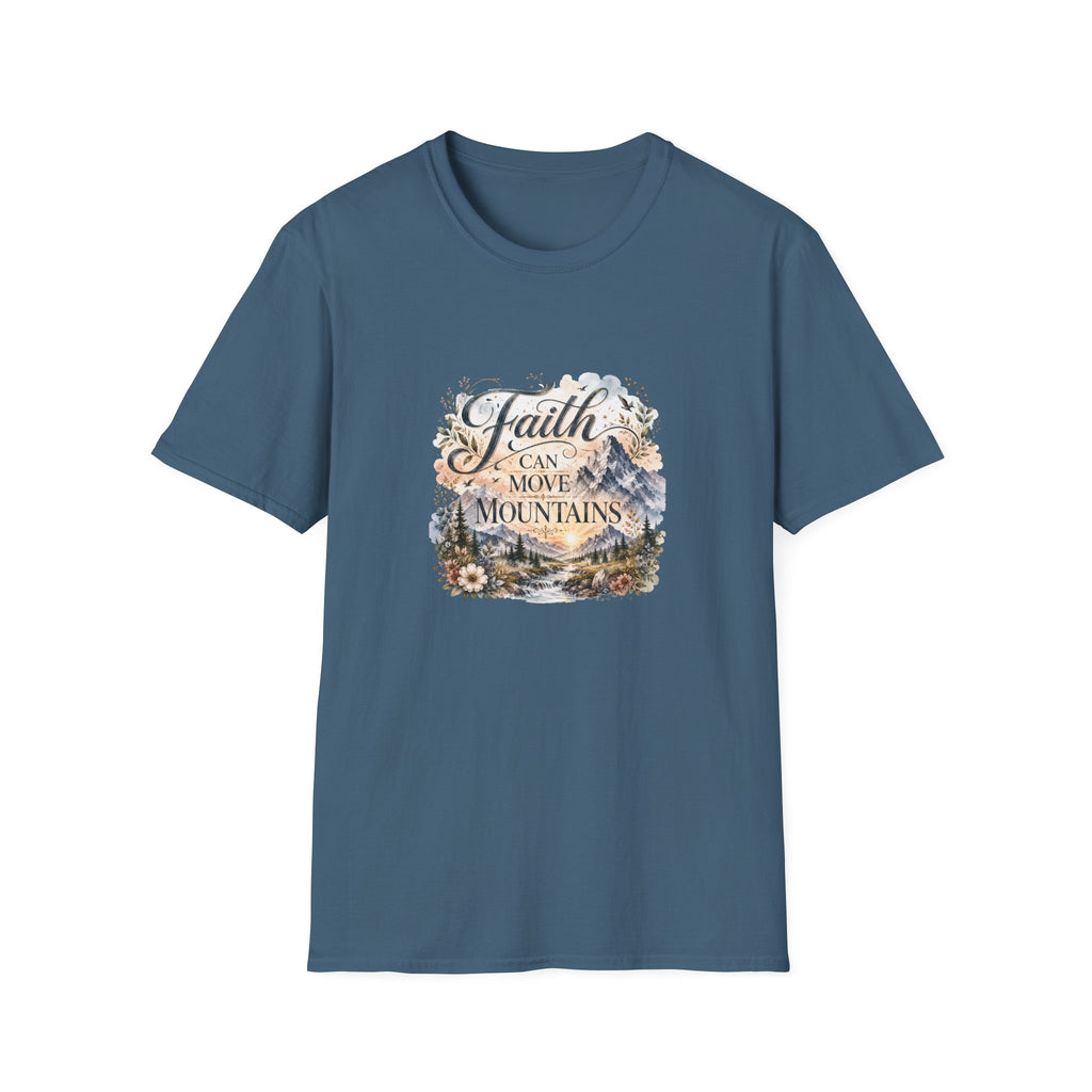 Faith Can Move Mountains T-Shirt Inspirational Christian Mountain Graphic Tee