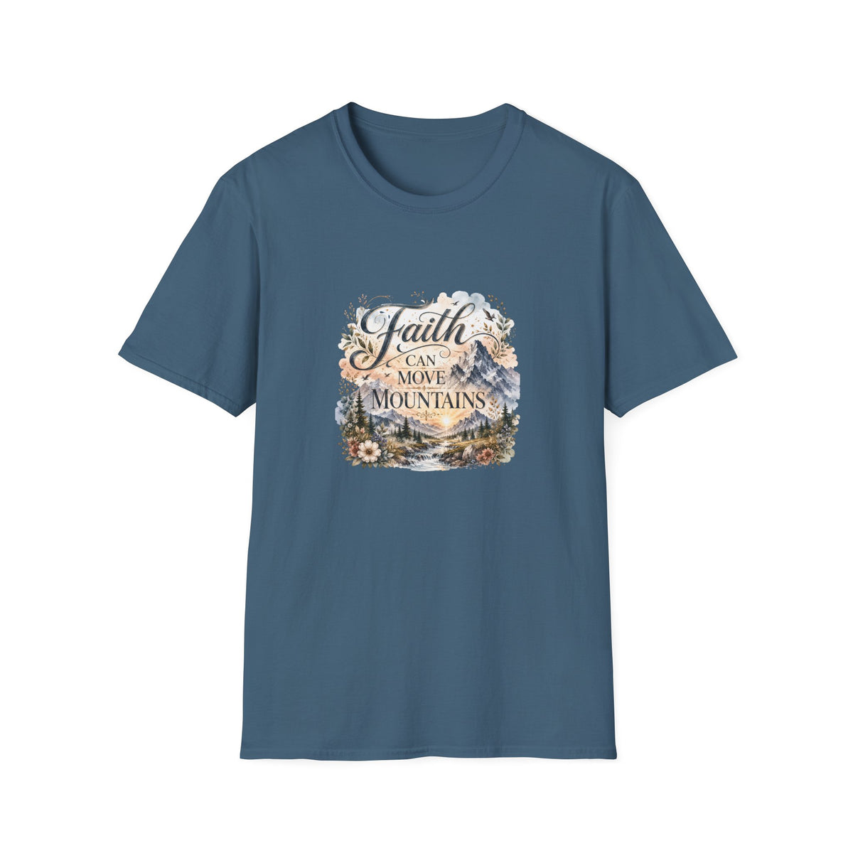 Faith Can Move Mountains T-Shirt Inspirational Christian Mountain Graphic Tee
