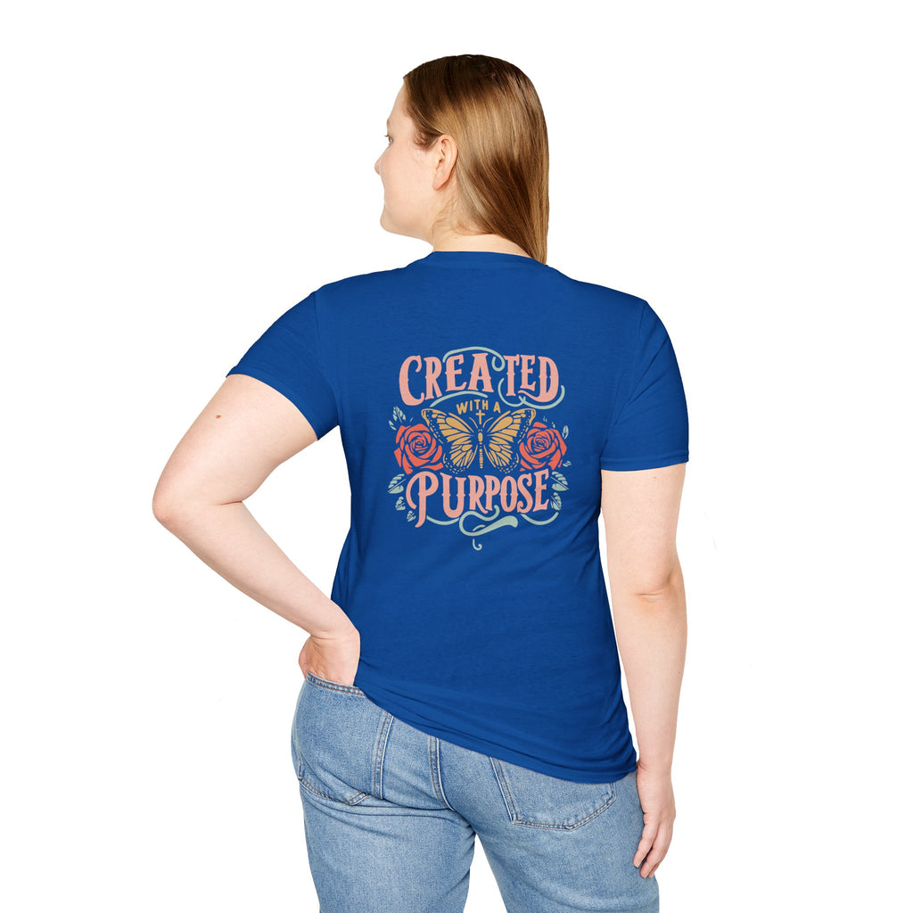 Created with a Purpose Butterfly T-Shirt Faith Graphic Tee