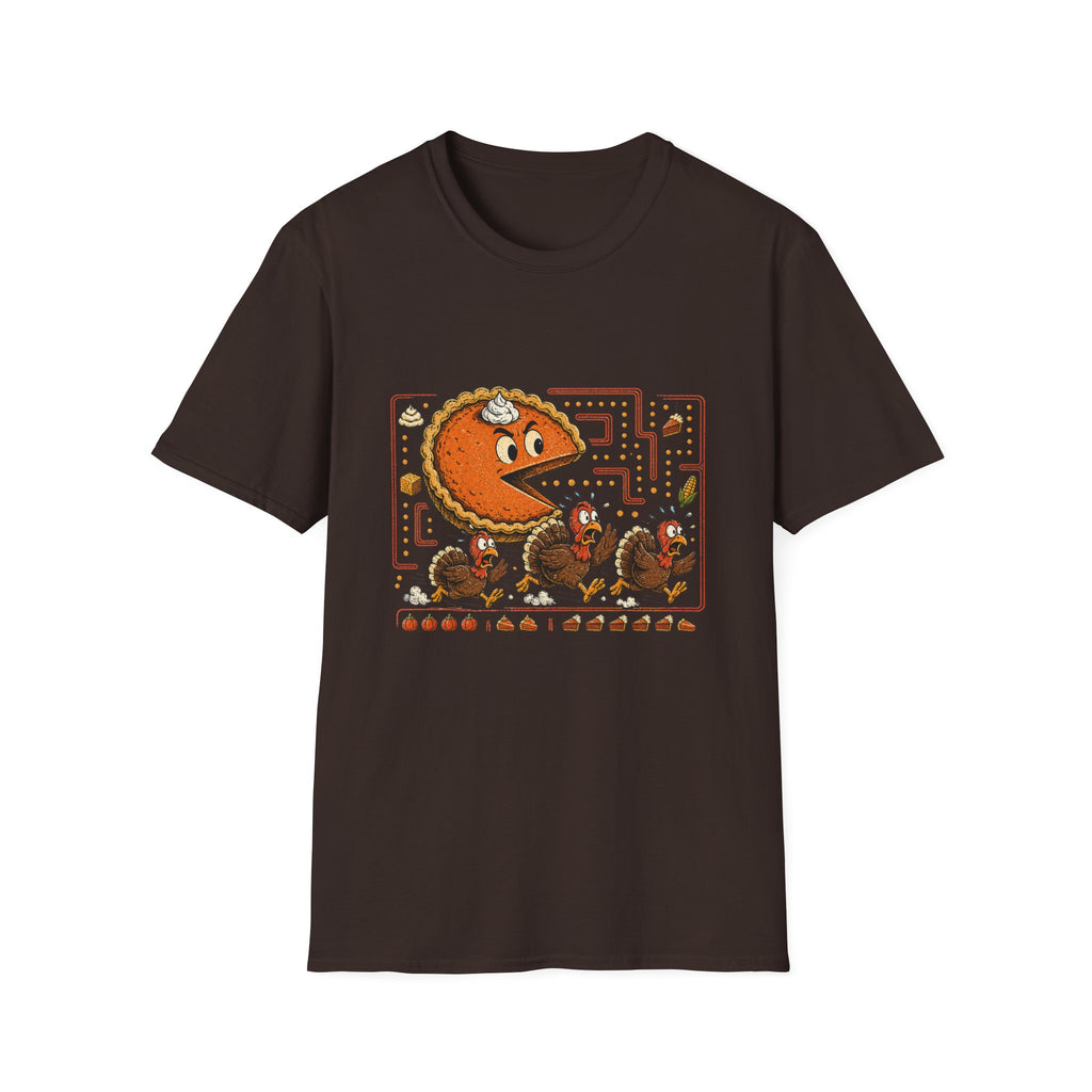 Retro Pie Monster T-Shirt — Funny Pac-Maze Dessert Gamer Tee