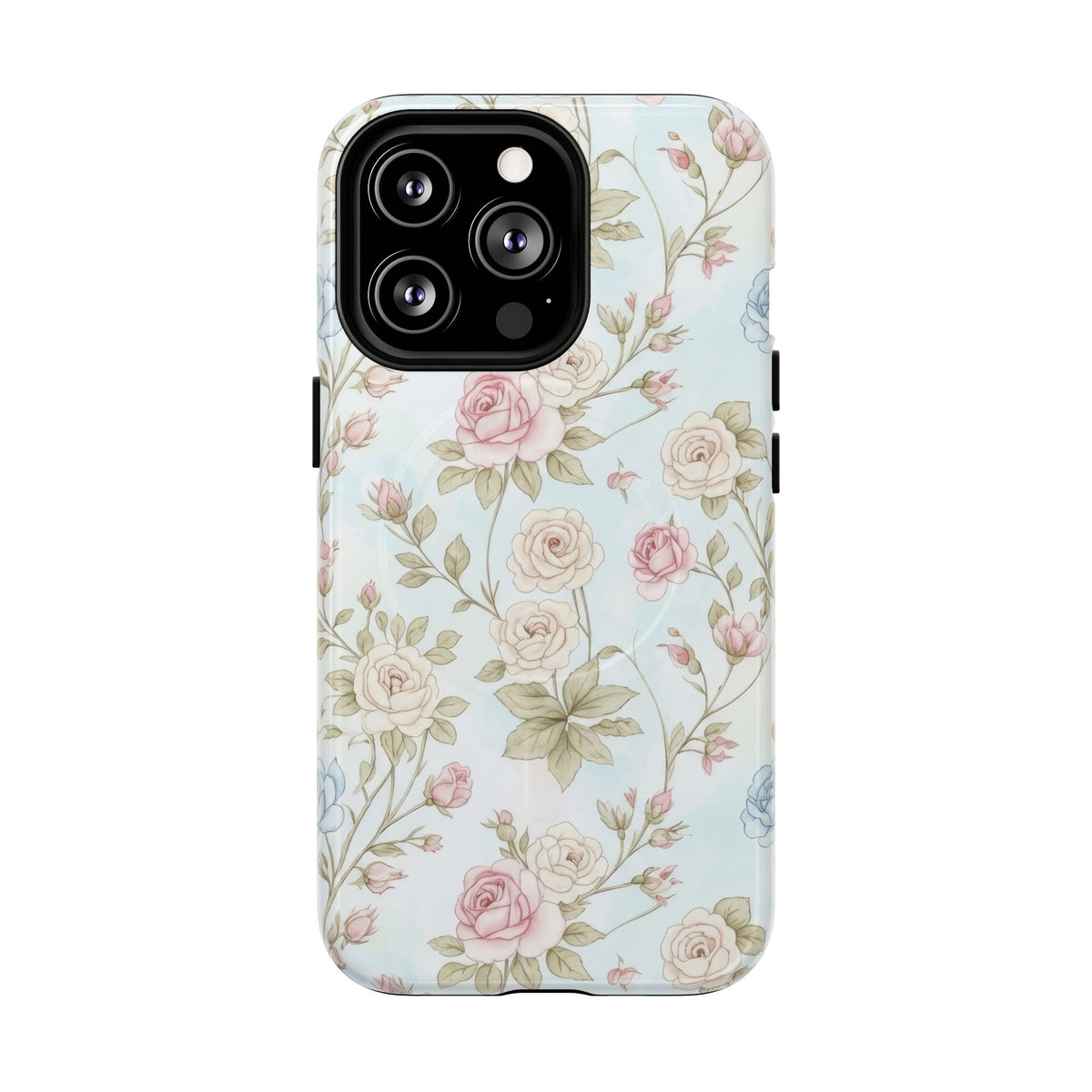 Vintage Floral Rose Magnetic iPhone Case — MagSafe Tough Protective Cover