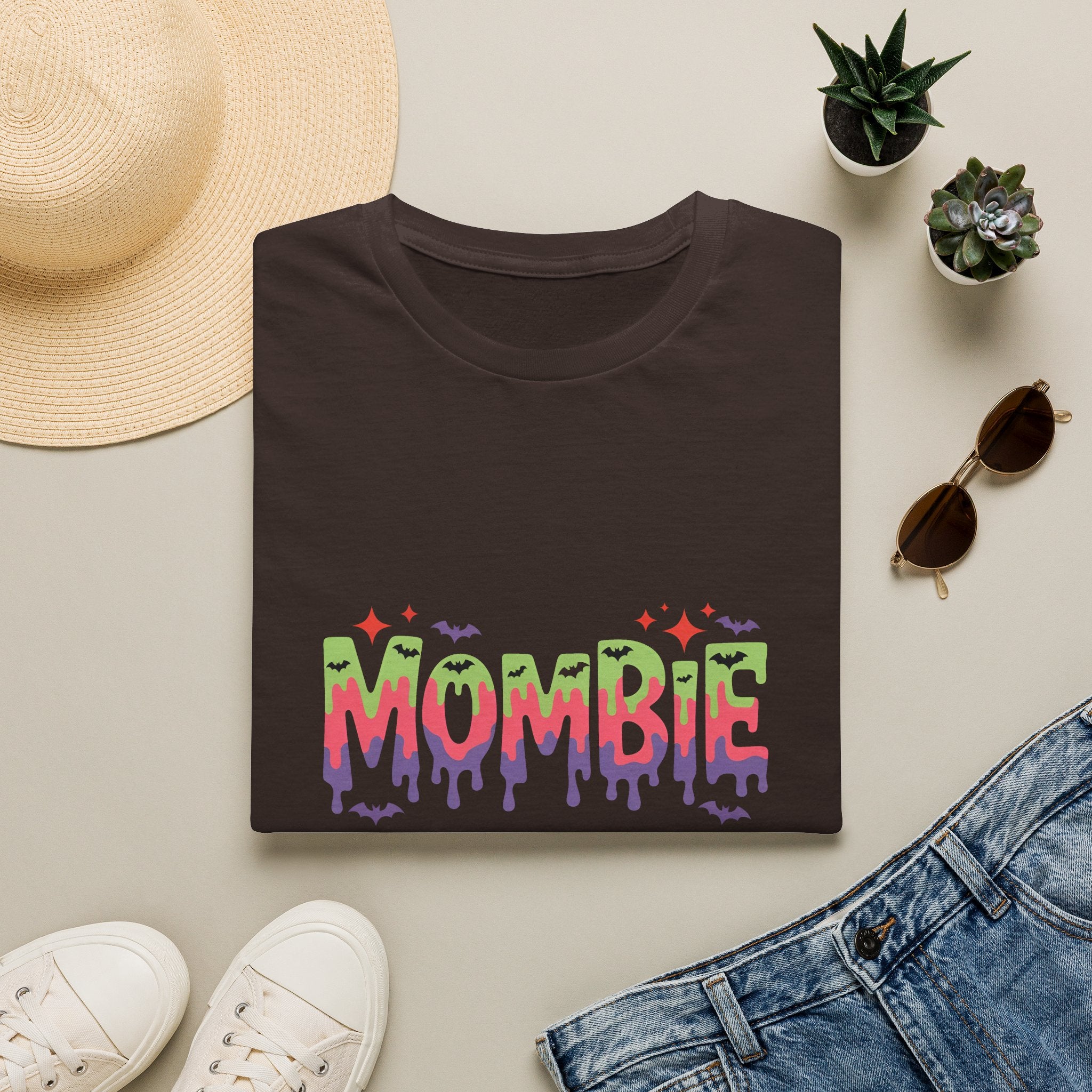 Mombie Halloween T-Shirt — Funny Zombie Mom Gift for Her Neon Graphic Tee