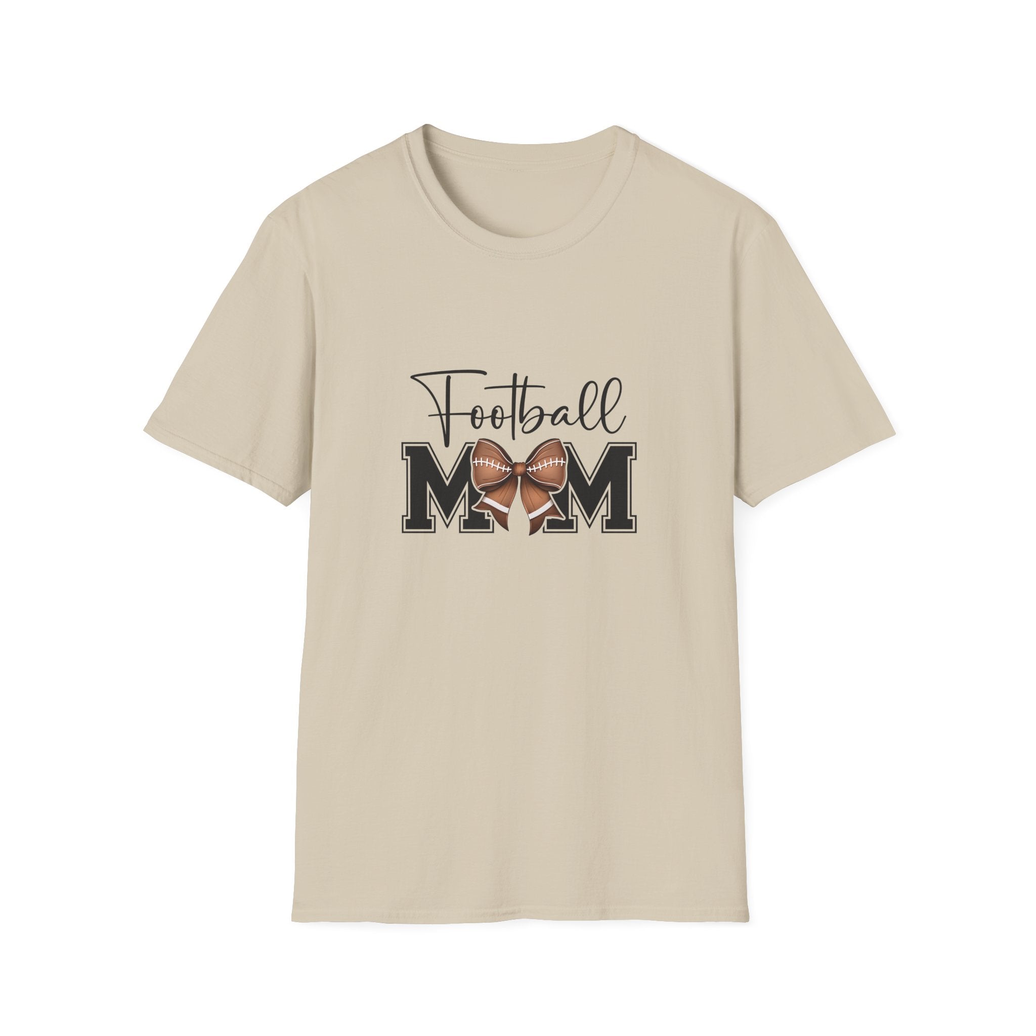 Football Mom Script T-Shirt — Cute Bow Gift for Proud Moms Game Day Graphic Tee