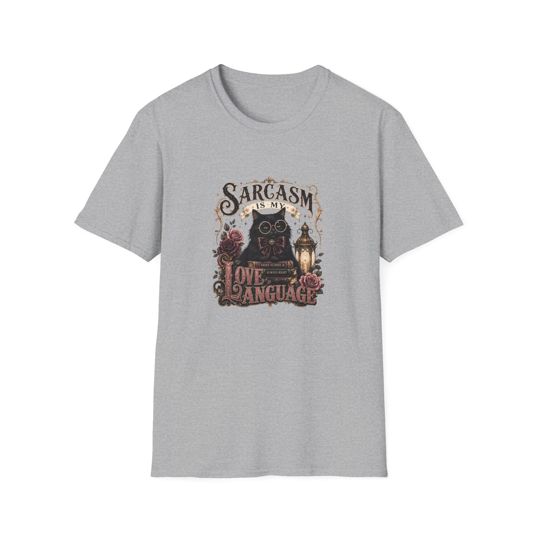 Sarcasm Is My Love Language Cat T-Shirt — Funny Gift for Her Vintage Graphic Tee