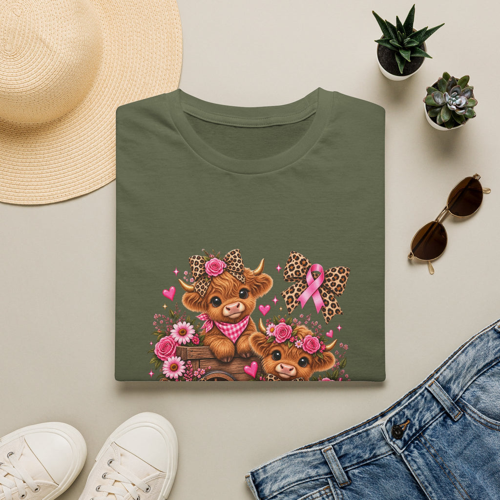 Breast Cancer Awareness Highland Cow T-Shirt