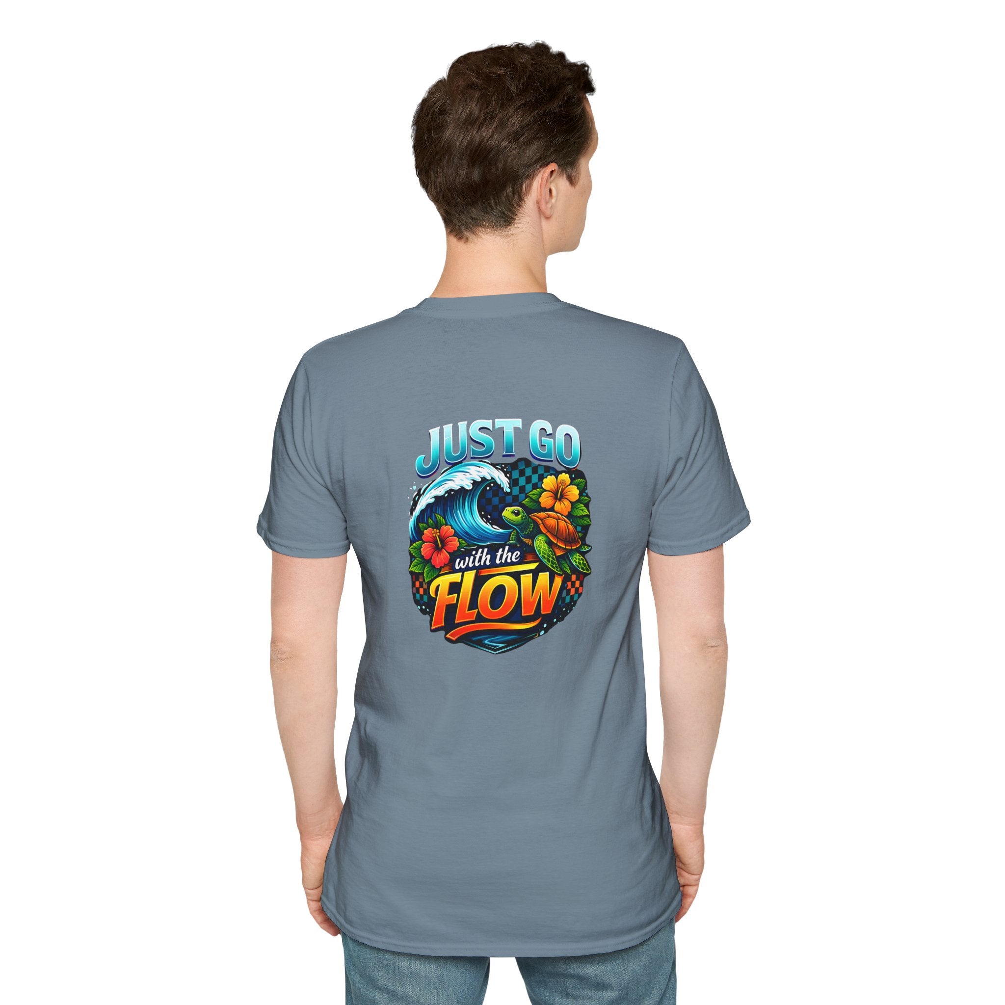 Go With the Flow Sea Turtle T-Shirt — Cute Beach Gift for Women Ocean Floral Tee