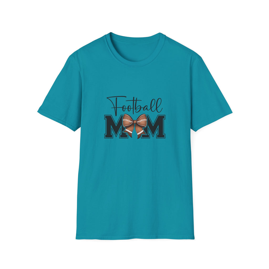 Football Mom Script T-Shirt — Cute Bow Gift for Proud Moms Game Day Graphic Tee