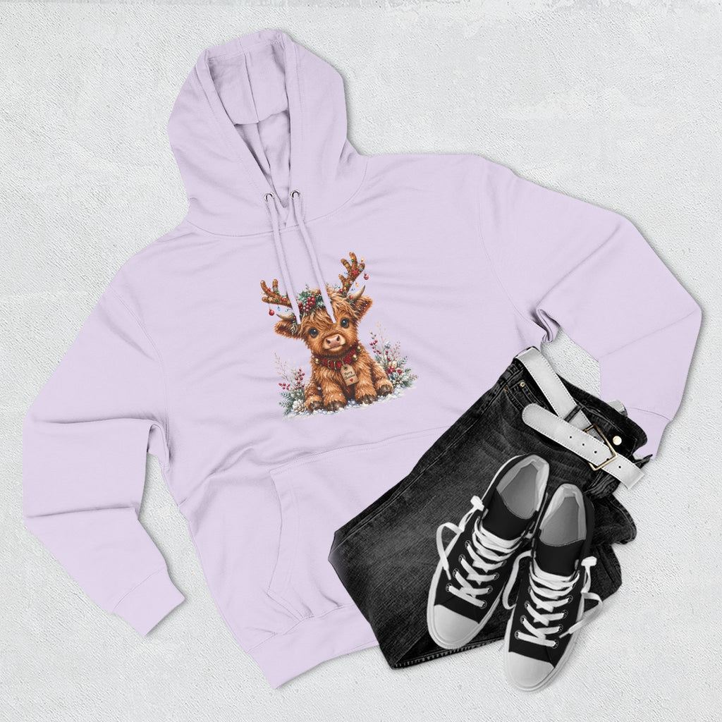 Cute Reindeer Fleece Hoodie - Christmas Woodland Holiday Sweatshirt