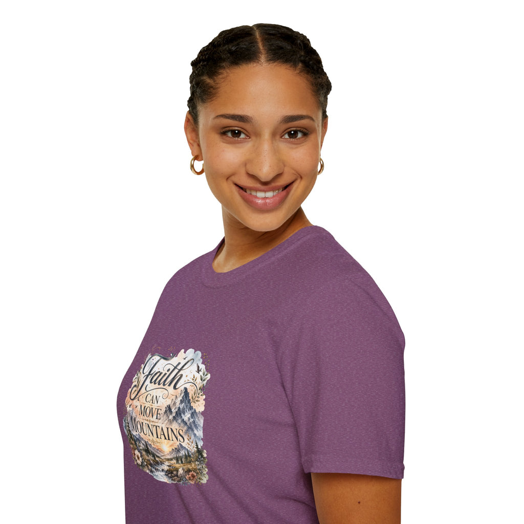 Faith Can Move Mountains T-Shirt Inspirational Christian Mountain Graphic Tee