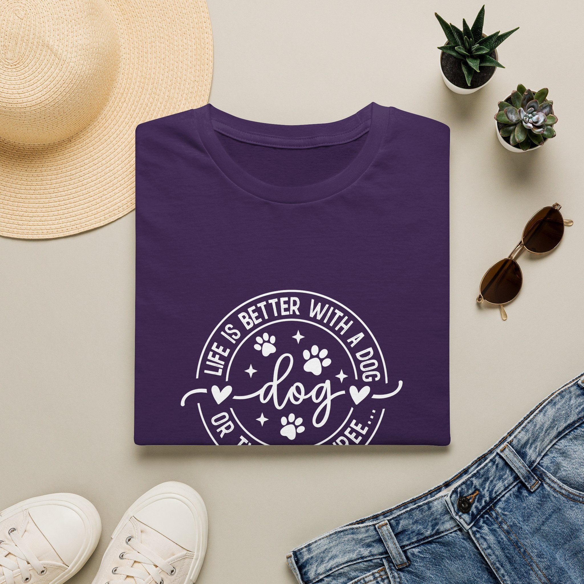 Life Is Better With a Dog T-Shirt — Funny Dog Lover Gift for Women Paw Print Tee