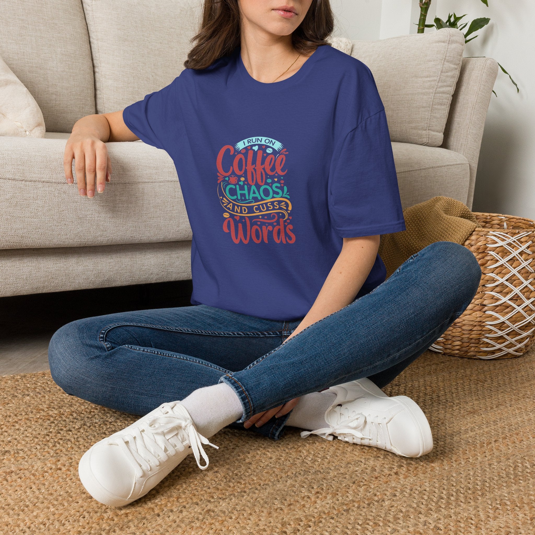 I Run on Coffee Chaos and Cuss Words T-Shirt — Funny Gift for Her Sarcastic Mom Tee
