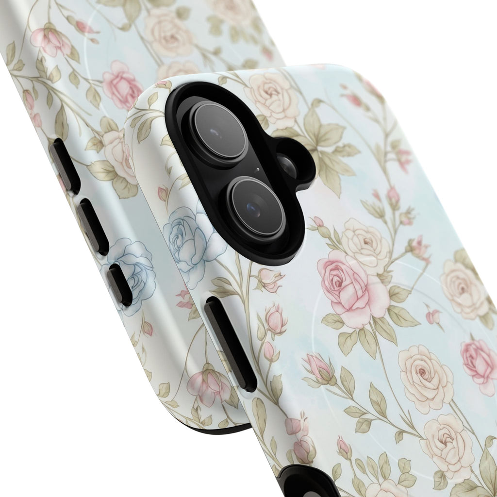 Vintage Floral Rose Magnetic iPhone Case — MagSafe Tough Protective Cover