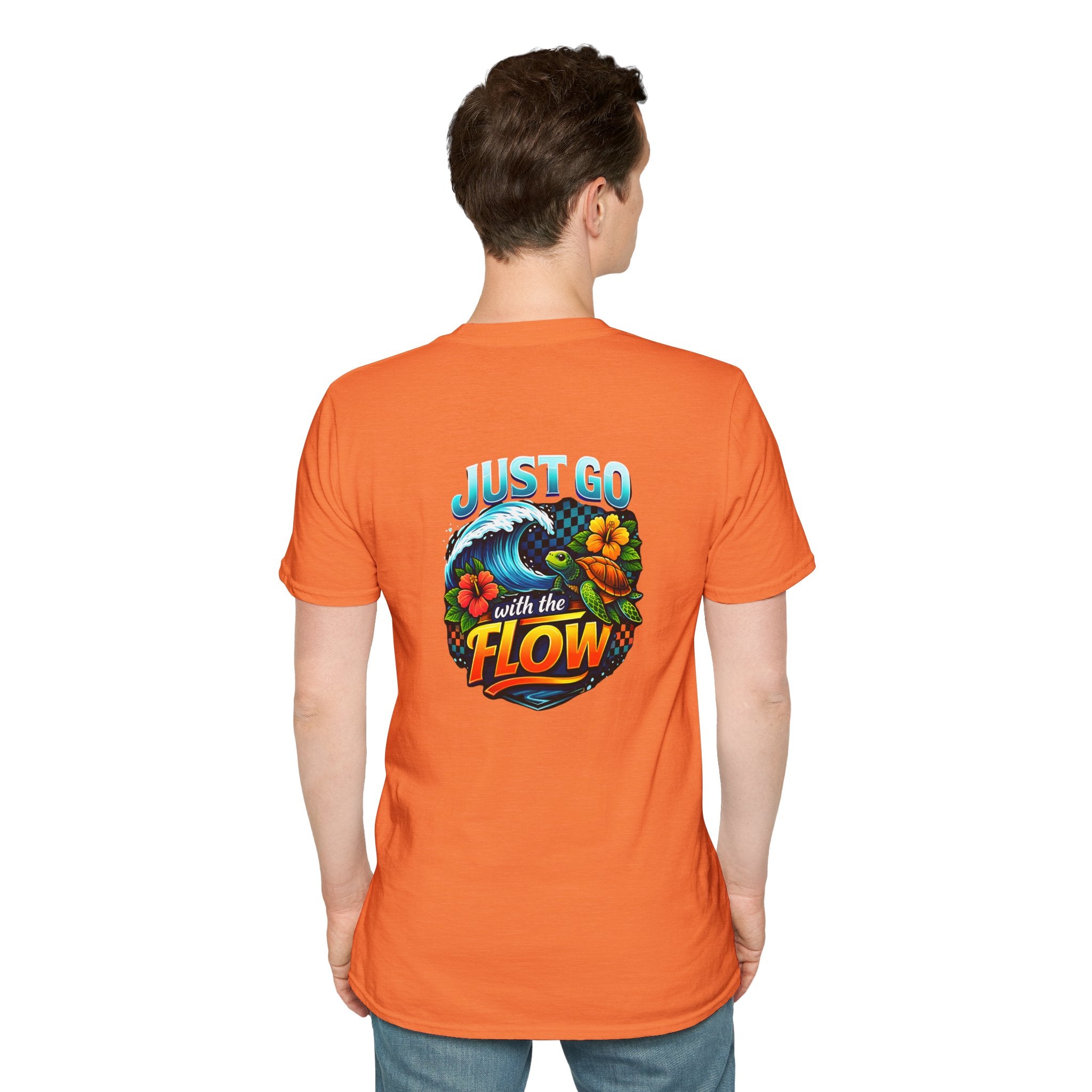Go With the Flow Sea Turtle T-Shirt — Cute Beach Gift for Women Ocean Floral Tee