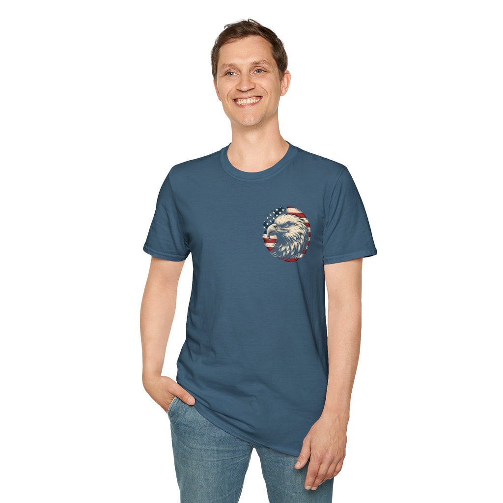 Patriotic Bald Eagle T-Shirt — American Flag Gift for Him Fourth of July Graphic Tee