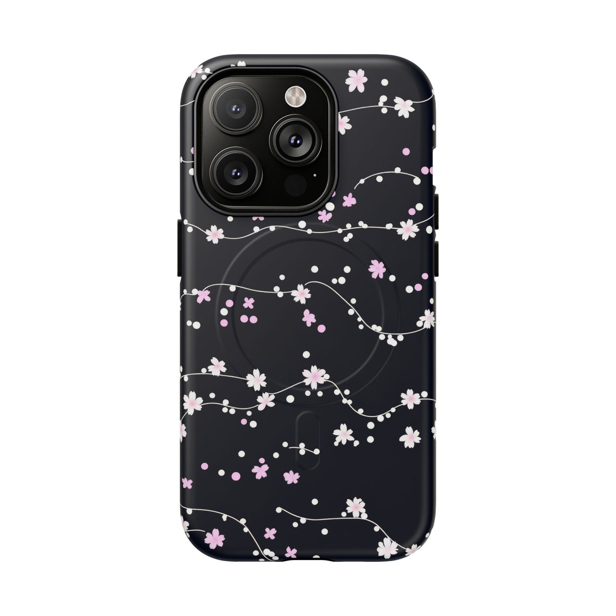 Magnetic Phone Case — Black Sakura Cherry Blossom Tough Cover