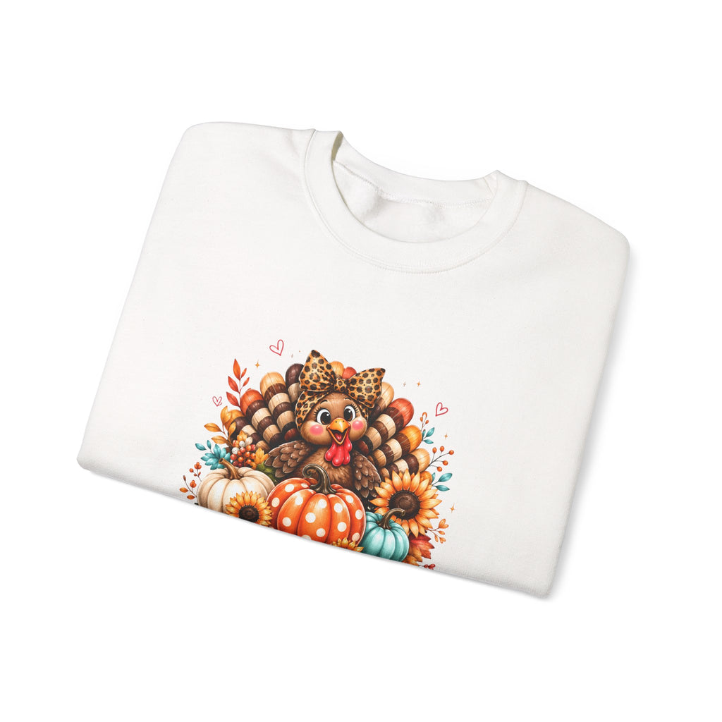 Sweatshirt — "Give Thanks" Autumn Turkey & Pumpkin Thanksgiving Crewneck