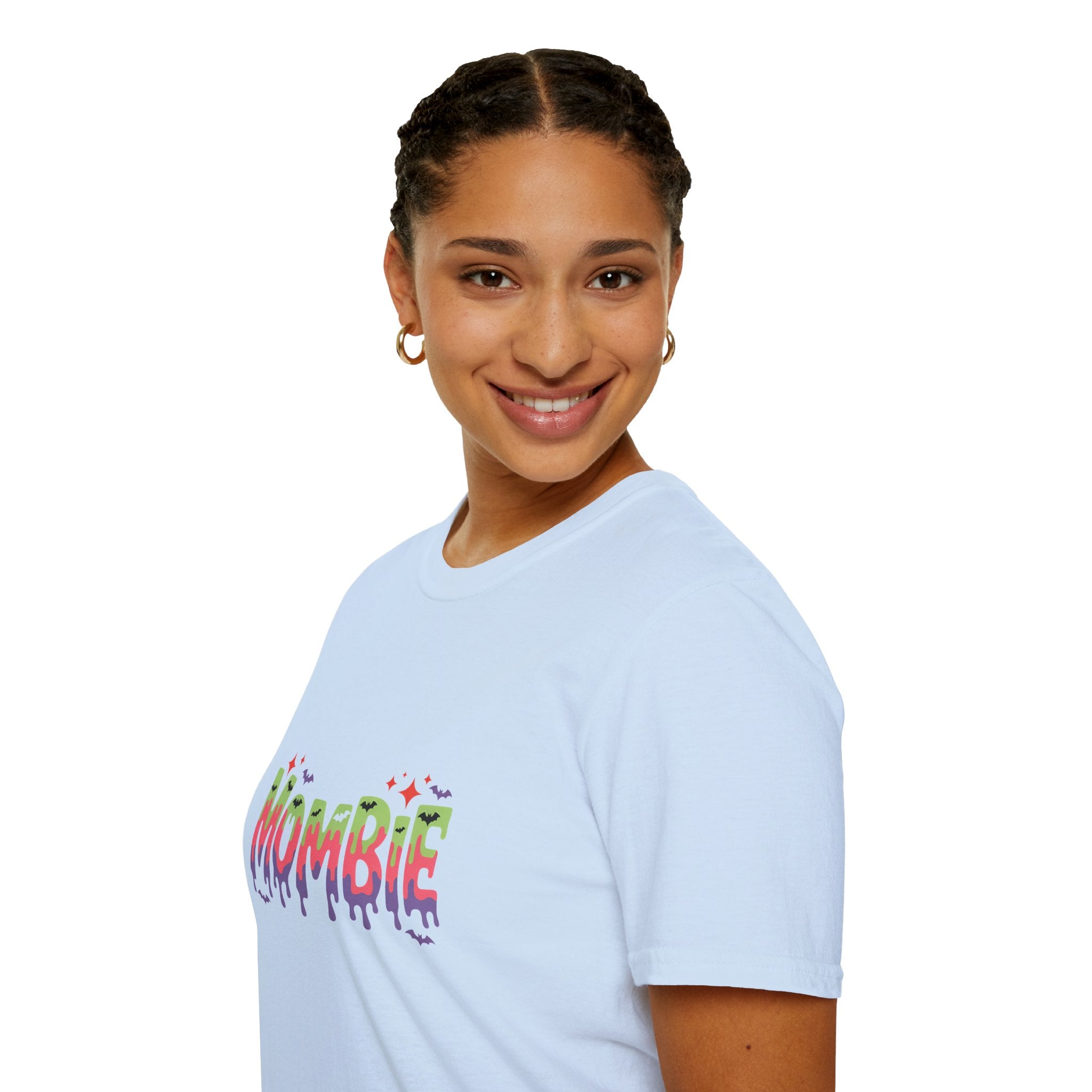 Mombie Halloween T-Shirt — Funny Zombie Mom Gift for Her Neon Graphic Tee