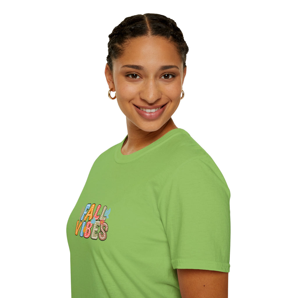 Fall Vibes Colorful Autumn T-Shirt — Cute Fall Gift for Women Graphic Tee