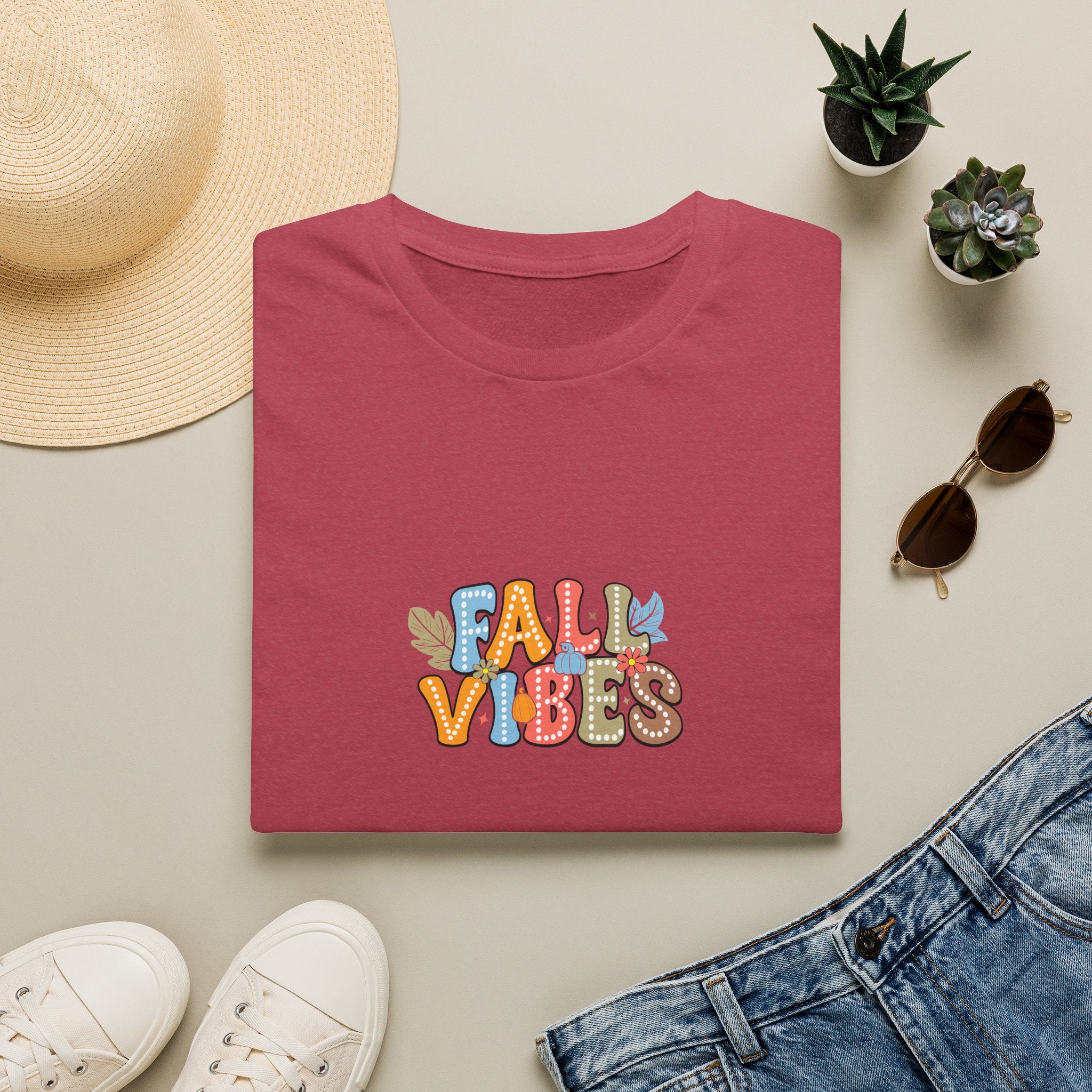 Fall Vibes Colorful Autumn T-Shirt — Cute Fall Gift for Women Graphic Tee