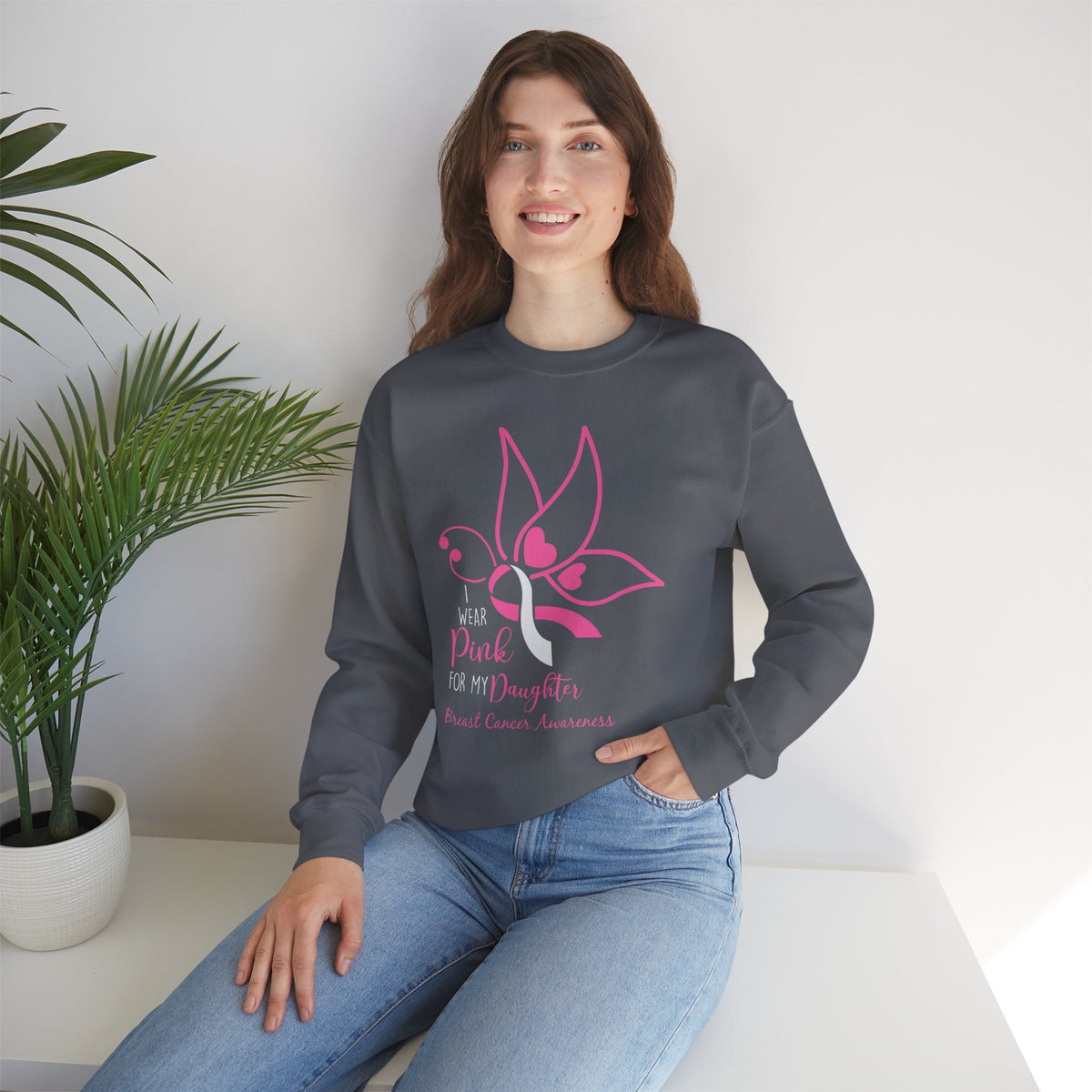 I Wear Pink for My Daughter Breast Cancer Sweatshirt