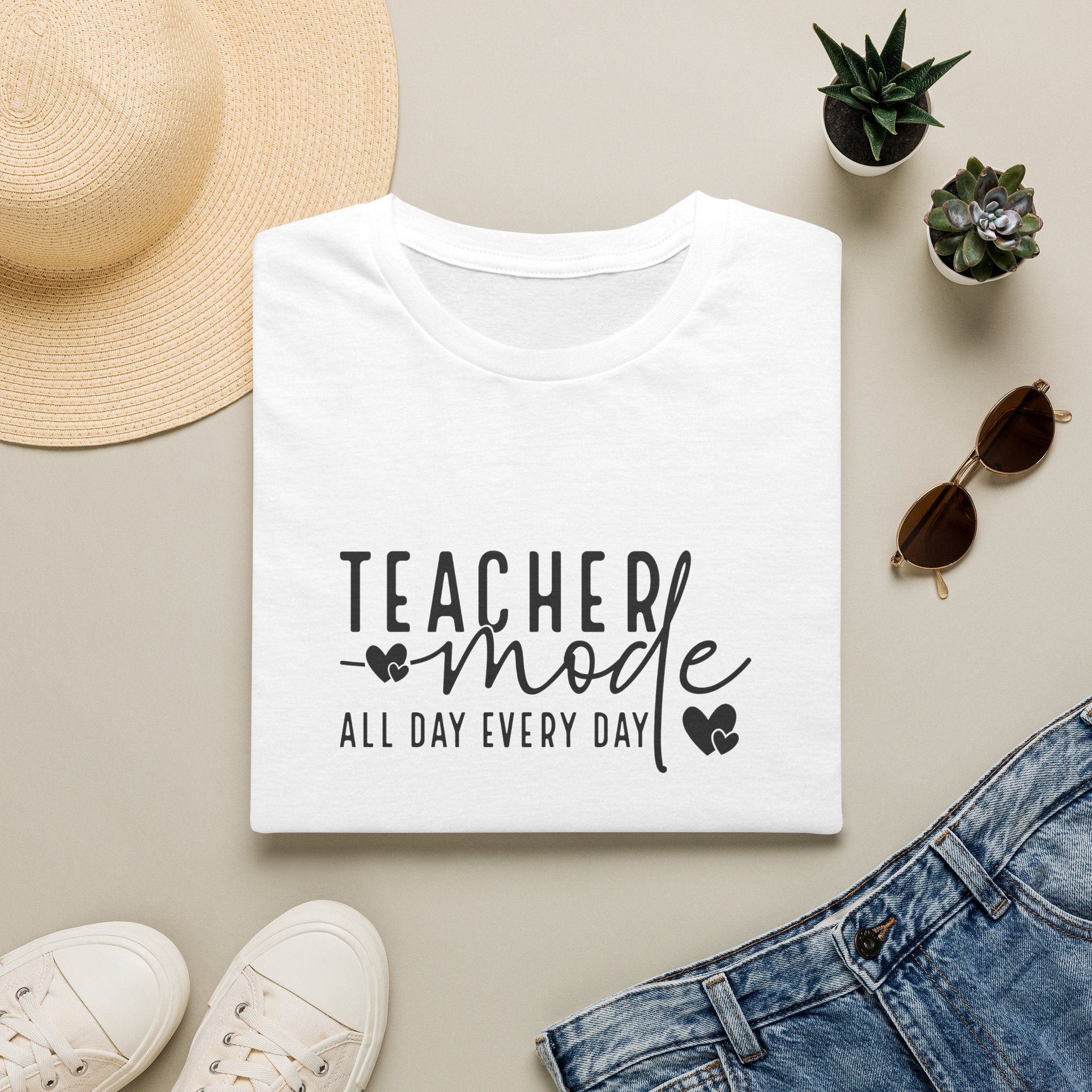 Teacher Mode All Day Every Day T-Shirt — Funny Teacher Gift Appreciation Graphic Tee