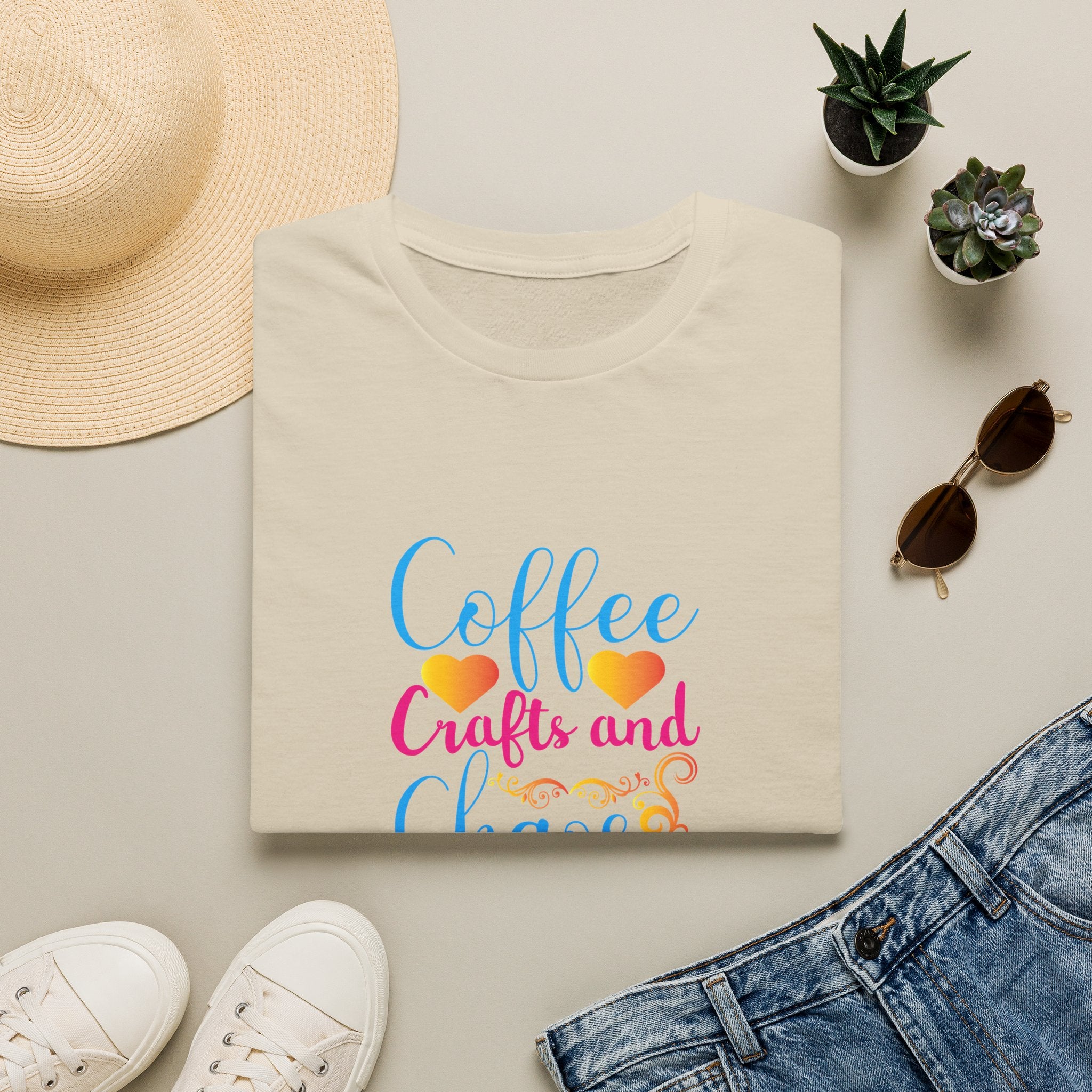 Coffee Crafts and Chaos T-Shirt — Funny Gift for Crafty Women Sarcastic Graphic Tee