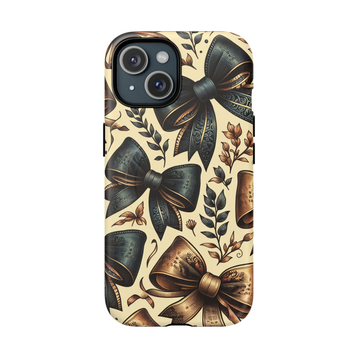 Bow Pattern Tough Magnetic Phone Case — Vintage Ribbon Floral Design