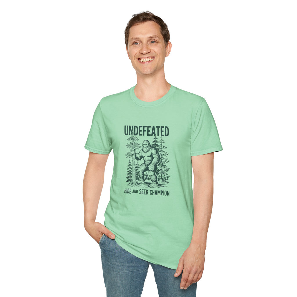 Undefeated Bigfoot T-Shirt — 'Hide and Seek Champion' Graphic Tee