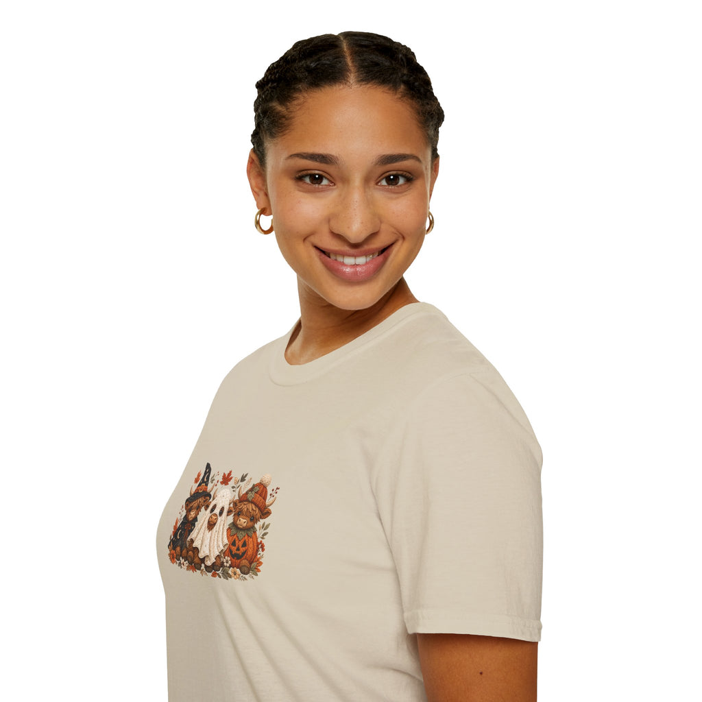 Halloween Cows Trio T-Shirt — Cute Funny Gift for Her Ghost & Pumpkin Fall Tee