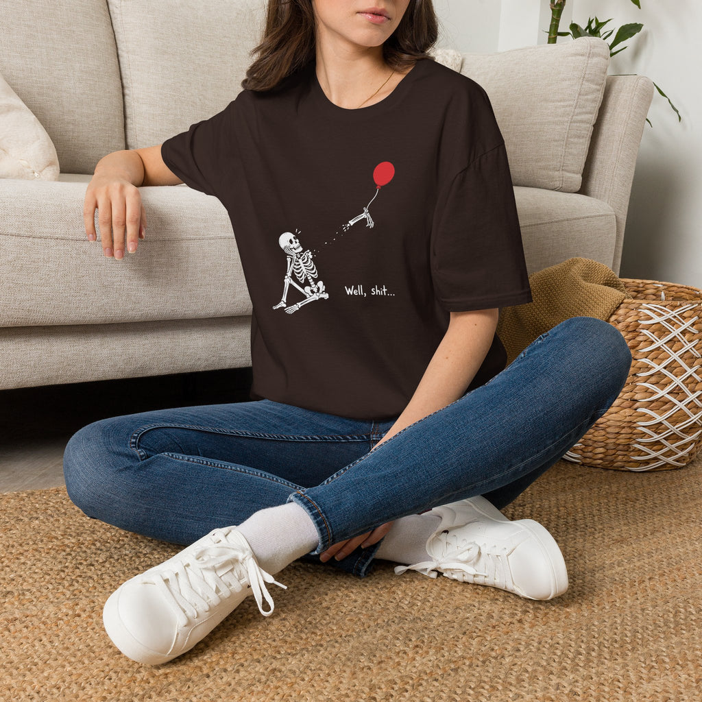 Funny Skeleton Balloon T-Shirt, Well Shit Graphic Tee