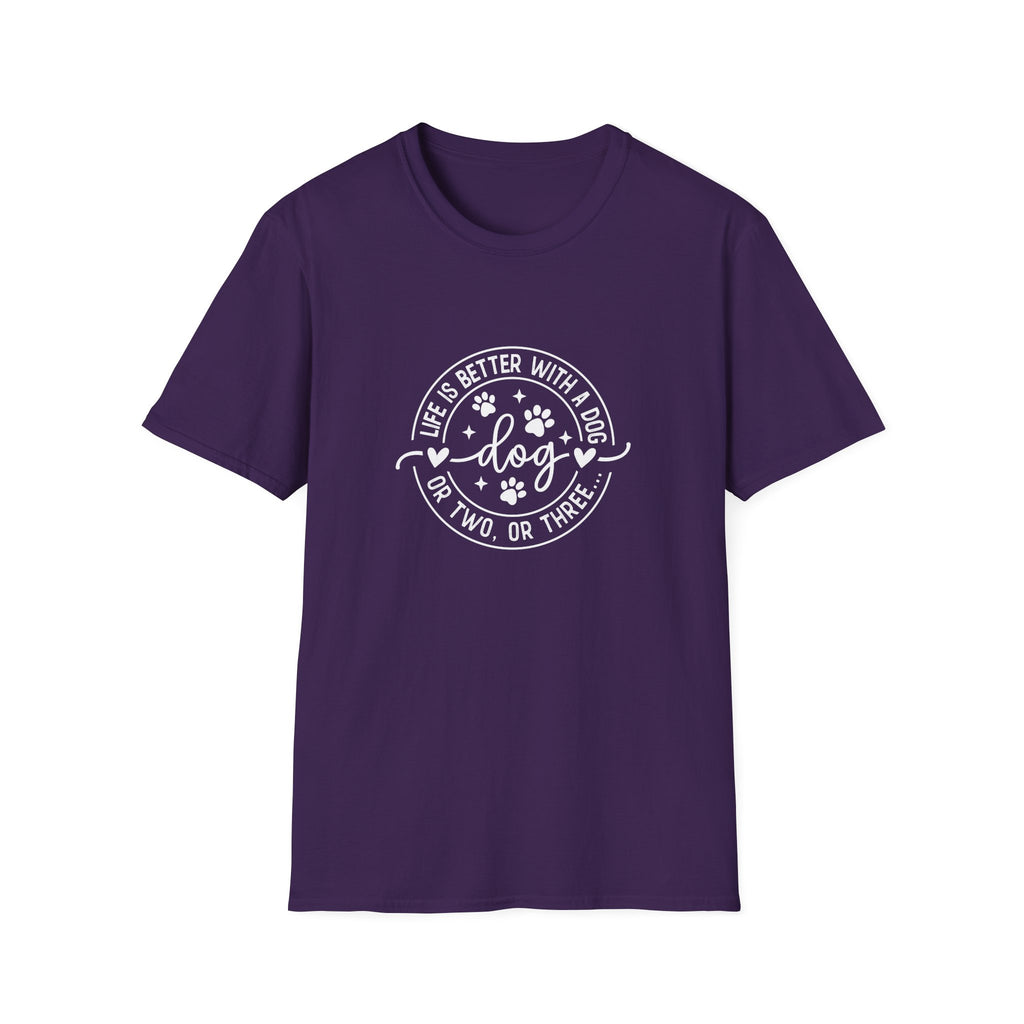 Life Is Better With a Dog T-Shirt — Funny Dog Lover Gift for Women Paw Print Tee