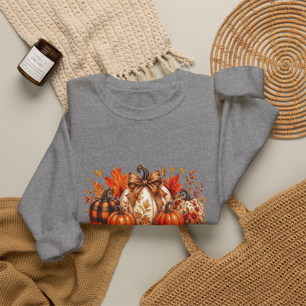 Thanksgiving Pumpkin Crewneck Sweatshirt — Happy Thanksgiving Harvest Design