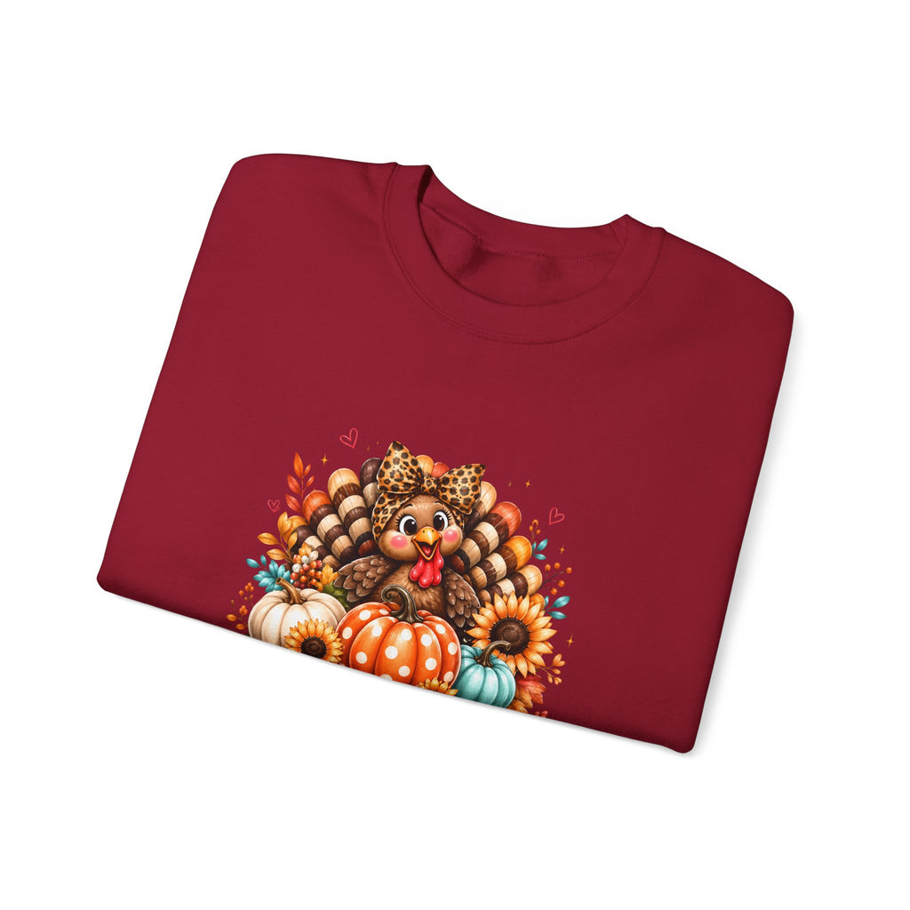 Sweatshirt — "Give Thanks" Autumn Turkey & Pumpkin Thanksgiving Crewneck