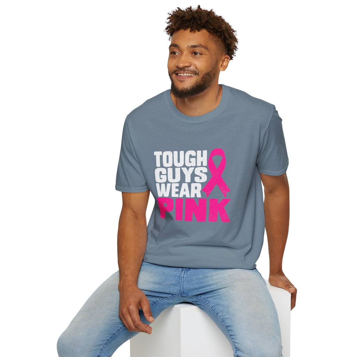 Tough Guys Wear Pink Breast Cancer Awareness T-Shirt Graphic Tee