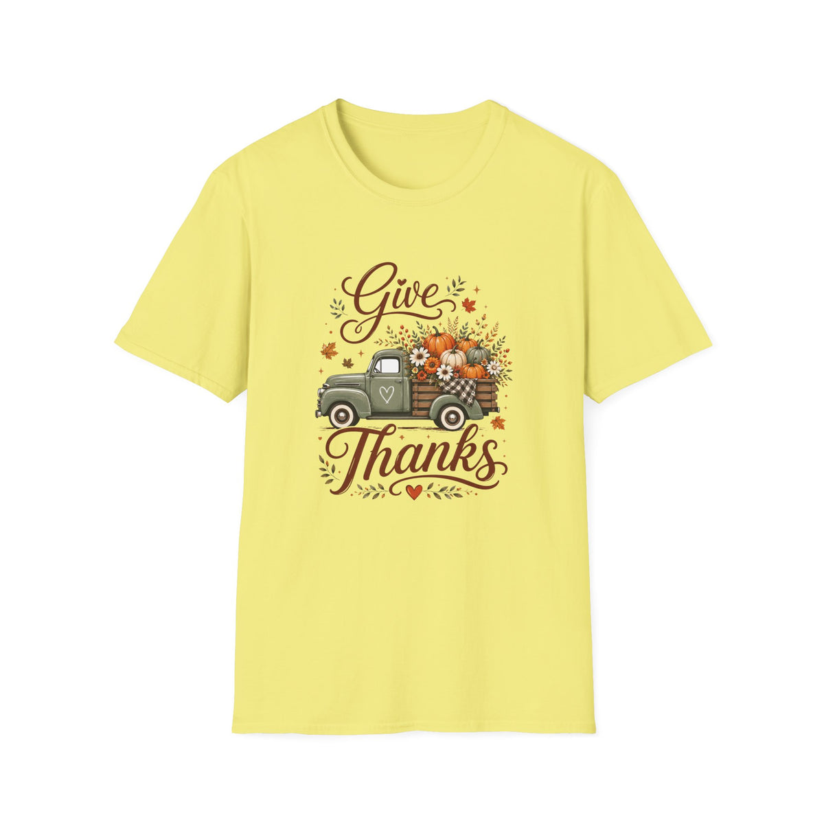 Give Thanks Fall Truck T-Shirt — Pumpkin Harvest Autumn Tee