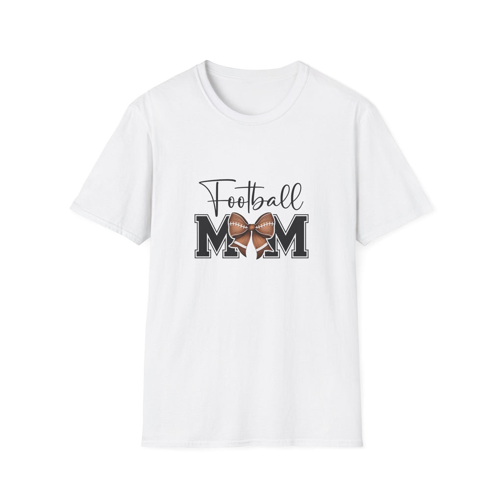 Football Mom Script T-Shirt — Cute Bow Gift for Proud Moms Game Day Graphic Tee